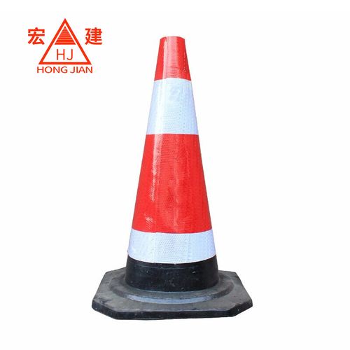 宏建hj橡胶路锥交通设施警示柱红白反光安全路障锥道路施工圆锥桶